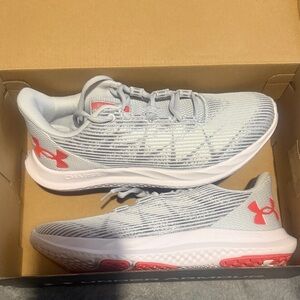 Under Armour Light Gray and Red Athletic Shoes